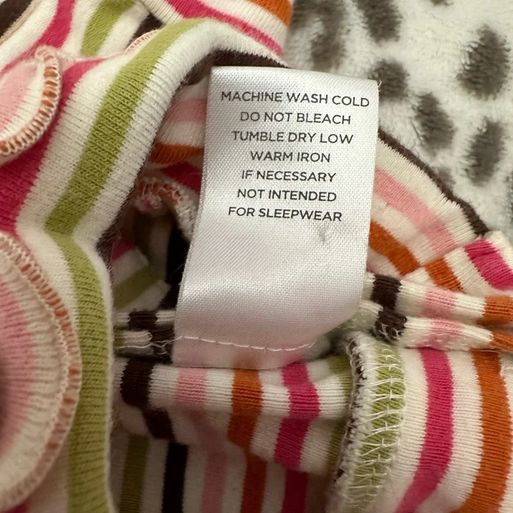 NWOT 2005 Gymboree Ruffle Turtleneck in Pink Brown Green Stripe Size 6-12 Months